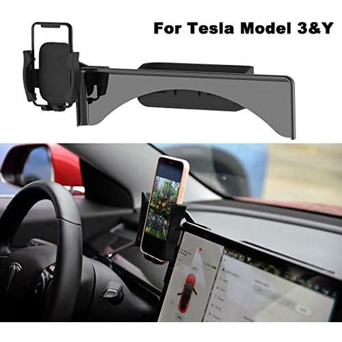 Car Cellphone Mount for Tesla Model 3 Model Y Monitor Fixed Clip Safety Cell Phone Holder Stand (Silence) Upgrade Silicone (All Screen Phone Holder)