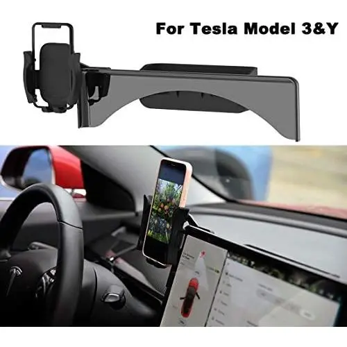 Car Cellphone Mount for Tesla Model 3 Model Y Monitor Fixed Clip Safety Cell Phone Holder Stand (Silence) Upgrade Silicone (All Screen Phone Holder)