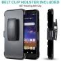 CasemartUSA Phone Case for [Nokia C2 Tennen/Nokia C2 Tava (Cricket Wireless)], [Refined Series][Black] Shockproof Cover with Built-in Kickstand & Belt Clip Holster for Nokia C2 Tennen / C2 Tava