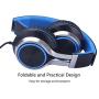 Headphones, FOSTO FT58 Stereo Foldable Headset Strong Low Bass Headphones with Microphone for iPhone, All Android Smartphones, PC, Laptop, Mp3/mp4, Tablet Earphones(Blue)