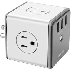 Huntkey Surge Protector USB Wall Adapter with 4 AC Outlets 3 USB Charging Ports (SMC007)