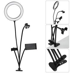 Qiilu Adjustable Selfie Ring Light, Universal Fill Lights with Support Bracket/Phone Clip/Mic Holder for Live Broadcast