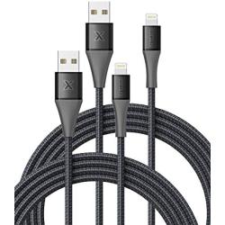 iPhone Charger 6ft 2 Pack, Xcentz Apple MFi Certified Lightning Cable Nylon Braided High-Speed Data Sync Cord with Metal Connector for iPhone 11/11 Pro/Pro max/X/XS/XR/XS Max, iPad Mini/Air, Black