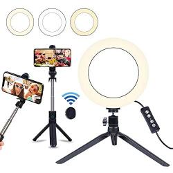 8" Selfie Ring Light with Selfie Stick Tripod for Live Stream/Makeup, Saveyour Mini LED Camera Selfie Ringlight for YouTube Video/Photography Compatible with iPhone Xs Max XR Android