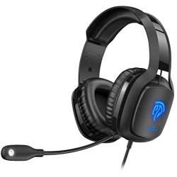 HTQ Gaming Headset for PS4, Xbox One S, PC with Soft Breathing Earmuffs, Adjustable Mic, Audio Stereo Sound & LED Lights, Xbox One Headset Compatible with PC Laptop Nintendo Switch (Blue)