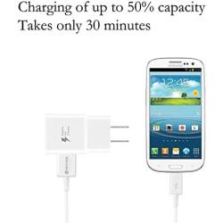 Galaxy S7 Adaptive Fast Charging Wall Charger Kit Set with Micro 2.0 USB Cable, Compatible with Samsung Galaxy S7/Edge/S6/Note5/4/S3 (White)