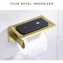 Marmolux Acc Toilet Paper Cell Phone Holder SUS304 Stainless Steel Modern Tissue Paper Towel Holder Plus Mobile Phone Storage Shelf Brushed Gold