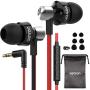 Betron DC950HI Earphone with Mic and Remote Control, Powerful Bass, Noise Isolating, Replaceable Earbuds, Portable Headphones, Compatible with iPhone, iPad, MP3 Players, Android Devices, Black