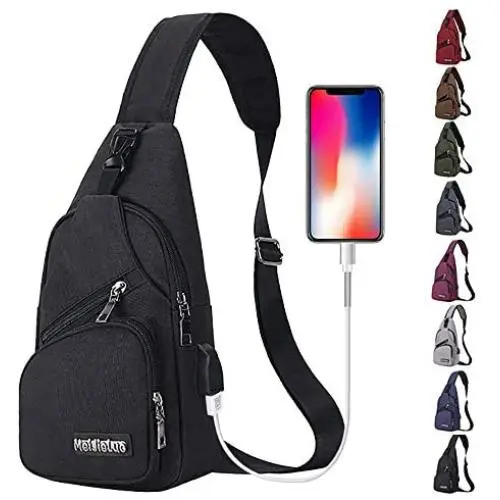Peicees Travel Gym Bike Sling Bag Shoulder Backpack Daypack w/USB Charging Port Peicees Travel Gym Bike Sling Bag Shoulder Backpack Daypack w/USB Charging Port