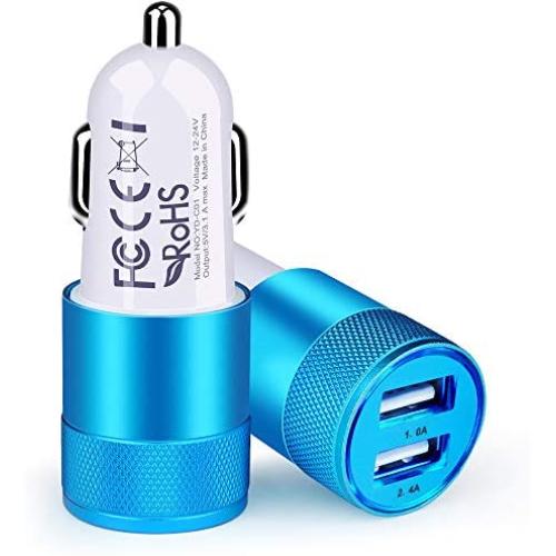 Lighter Charger Adapter, USB Car Charger, AILKIN 3.4a Fast Charging Dual Port Cargador de Carro for iPhone SE 11Pro Max 10 X XR XS Max 8 Plus 7s 6s, iPad, Samsung Galaxy S10e A10 S10 Plus S9, LG, GPS