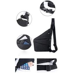 Fashion Left/Right Hand Shoulder Crossbody Bag, Sling Backpack,Multifunction Crossbody Bag for Outdoor Cycling Hiking Travel (Black, Right Hand)