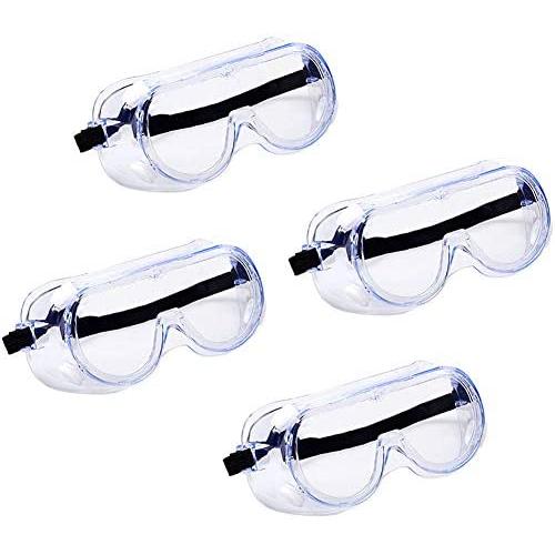 4 pack Safety goggles, Protective eyewear, Eye protection,Anti scratch,UV and splash,Soft light weight Safety glasses for DIY, Lab,Cycling and more