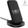 KKM Wireless Charger, 15W Qi-Certified Fast USB-C Wireless Charging Stand for iPhone SE 2020, Samsung Galaxy Note 20/ Note 20 Ultra/S20+/S10+, Google Pixel, LG, OnePlus and More Qi Enable Phones