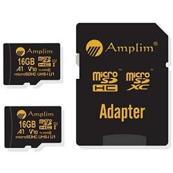 2-Pack 16GB Micro SD Card Plus Adapter. Amplim 16 GB MicroSD Memory Card 100MB/s 667X V10 A1 U1 - Class 10 UHS-I 16G MicroSDHC TF Card for Cell Phones, Fire, Dashcam Camera, GoPro, DJI, Nintendo