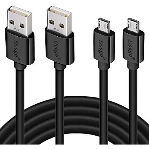 Micro USB Cable 10Ft,2 Pack Extra Long Android Charger Cable,DEEGO Durable Fast Sync Charging Cord for Samsung Galaxy S7 S6 Edge J7,Note 5,Note 4,LG G4,Android Phone,PS4,Smartphone,Camera,Black