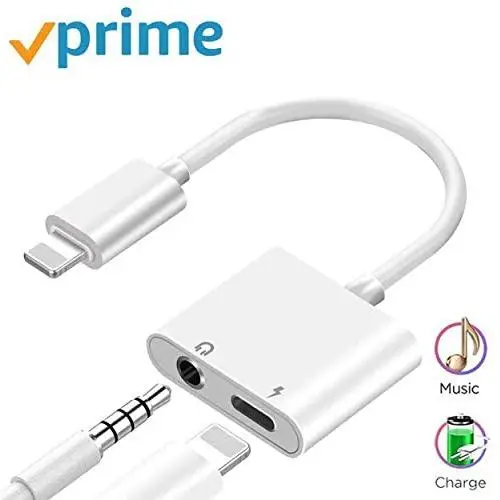 Headphone Adapter for iPhone Charger Jack AUX Audio 3.5 mm Jack Adapter for iPhone Adapter Compatible with iPhone 7/7 Plus/8/8P lus/11/X/XS/XSMAX Dongle Accessory Connector Compatible All iOS Systems