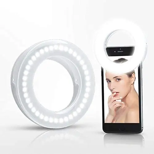 XINBAOHONG Selfie Ring Light Rechargeable Portable Clip-on Selfie Fill Light with 40 LED for Smart Phone Photography, Camera Video, Girl Makes up XINBAOHONG Selfie Ring Light Rechargeable Portable Clip-on Selfie Fill Light with 40 LED for Smart Phone Photography, Camera Video, Girl Makes up