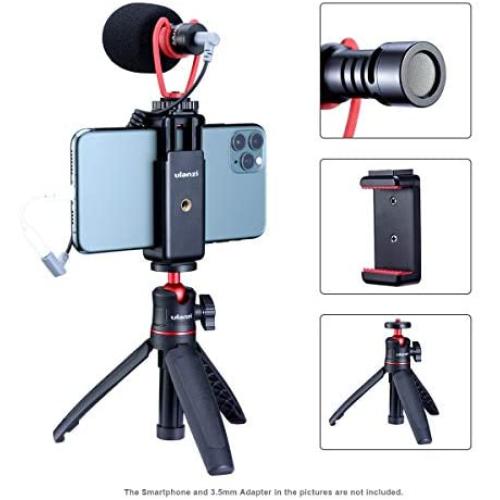 ULANZI Smartphone Video Rig with Microphone, Smartphone Video Kit for iPhone with Tripod Phone Tripod Mount Cold Shoe Shotgun Mic Compatible with iPhone 11 Pro Max/XS Max/8 Plus/Samsung YouTube Vlog