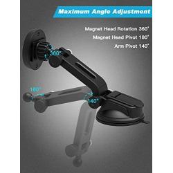 IPOW Car Phone Mount Holder Magnetic Phone Holder Mount Hands Free Cell Phone Holder for Car Dashboard Windshield Phone Holder Strong Magnet Maximum Angle One Holder Fits All Phones No View Blocking