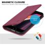 SHIELDON iPhone SE 2020 Case, iPhone 8 Wallet Case Genuine Leather Card Holder Magnetic Closure Stand Book Flip Cover Shockproof Protection Case Compatible with iPhone SE2/8/7 (4.7") - Red Violet