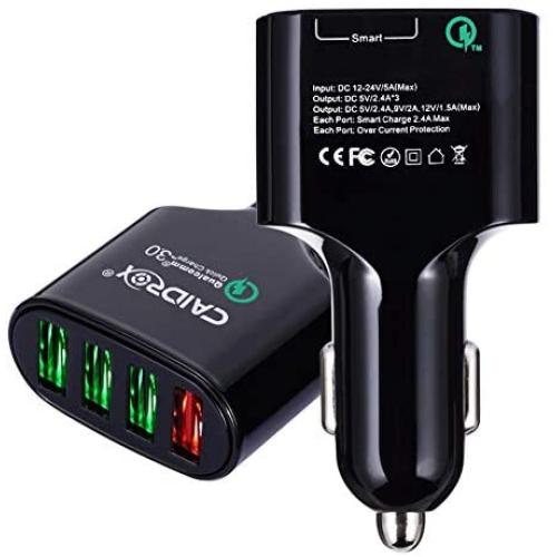 USB Car Charger 4 Port Fast Chargers 3.0 Multi Sockets 2.4 Amp for iPhone Samsung