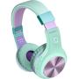 Bluetooth Headphones, Riwbox XBT-80 Folding Stereo Wireless Bluetooth Headphones Over Ear with Microphone and Volume Control, Wireless and Wired Headset for PC/Cell Phones/TV/ipad (Purple Green)