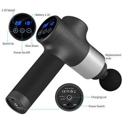 PTsolo Massage Gun Deep Tissue Muscle Massage Gun Handheld Body Percussion Massager 20 Speed Adjustable Electric Massager with 6 Heads for Relieving Muscle Pain Soreness and Stiffness
