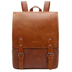 Zebella Vegan Leather Backpack Purse Vintage Laptop Bookbag for Women Men