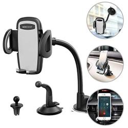 WixGear 3-in-1 Universal Car Phone Mount, Phone Holder for Car, Cell Phone Car Mount Air Vent Holder with Dashboard Mount and Windshield Mount for Cell Phones