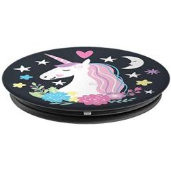 Whimsical Unicorn Dreams Cute Gift On Dark Gray Background PopSockets Grip and Stand for Phones and Tablets