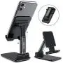 Kocuos Cell Phone Stand, Angle Height Adjustable Foldable Phone Holder Dock Cradle for Desk Compatible with iPhone 11 Pro Se Xs Xs Max Xr X 8 7 6 6s Plus, iPad Mini, All Smartphones (Black)