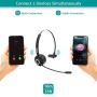 Trucker Bluetooth 5.0 Headset for Cell Phone, iDIGMALL Wireless Office Headphones w/Noise Cancelling Microphone, Charging Base, 17Hrs Talking Time for PC Skype Call Center, Mute ON/Off
