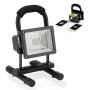 LED Portable Lights - Vaincre Spotlights Work Lights with Magnet Base - 15W 24 LED Built-in Rechargeable Lithium Batteries with USB Ports to Charge Mobile Devices (Black)