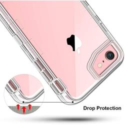 iPhone 8 Case, iPhone SE Case, Anuck 3 in 1 Heavy Duty Defender Shockproof Full-Body Clear Protective Case Hard Plastic Shell & Soft TPU Bumper Cover for Apple iPhone 7/8/SE 4.7 inch - Crystal Clear