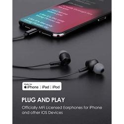 PALOVUE Lightning Headphones Earphones Earbuds Compatible iPhone 11 Pro Max iPhone X XS Max XR iPhone 8 Plus iPhone 7 Plus MFi Certified with Microphone Controller SweetFlow (Black)