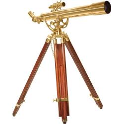 BARSKA Anchormaster 28x60m Brass Refractor Telescope w/ Mahogany Floor Tripod