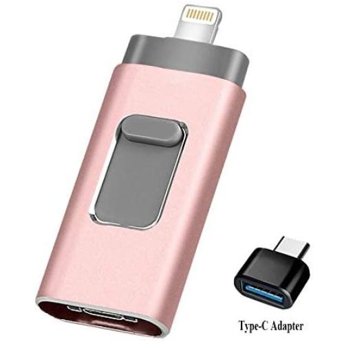 USB Flash Drive 128GB [3-in-1] Compatible iPhone, Kimiandy USB 3.0 Adapter External Storage Memory Stick Adapter Expansion Compatible iPad/iPod/Mac/Android/PC/iOS