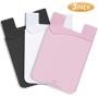 SHANSHUI Cell Phone Wallet, Adhesive Card Sleeve Silicone Card Pouch Stick on Phone Compatible with iPhone/Samsung Galaxy/Sony/Huawei and Most Smart Phones (Black,White,Pink)