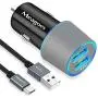 Meagoes USB C Car Charger, Dual Quick Charge 3.0 Port Fast Charging Adapter Compatible for Samsung Galaxy S20/Plus/Ultra/Note 10/9/8/A71/A70/A50/A51/A20, LG Stylo 6/5/4/Q70, Moto Z4/Z3/G Power/Stylus