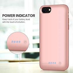 QTshine Battery Case for iPhone 6/6s/7/8, Upgraded [6000mAh] Protective Portable Charging Case Rechargeable Extended Battery Pack for Apple iPhone 6/6s/7/8 (4.7) - Rose Gold