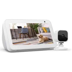 Echo Show 5 Sandstone with Blink Mini Indoor Smart Security Camera, 1080 HD with Motion Detection