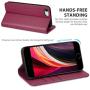 SHIELDON iPhone SE 2020 Case, iPhone 8 Wallet Case Genuine Leather Card Holder Magnetic Closure Stand Book Flip Cover Shockproof Protection Case Compatible with iPhone SE2/8/7 (4.7") - Red Violet