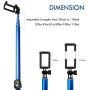 BMZX Bluetooth Long Selfie Stick- Super Length Lightweight Extendable Pole from 20 to 118 Built-in Wireless Remote Shutter Grip Holder Mount Compatible iPhone Samsung Android Cell Phone(Blue)