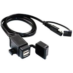 MOTOPOWER MP0609C 3.1Amp Waterproof Motorcycle Dual USB Charger Kit SAE to USB Adapter Cable Phone Tablet GPS Charger