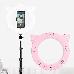 Yosoo Studio Makeup Selfie LED Ring Light Fill Lamp with Phone Clips Holder for Photography(Pink Cat)