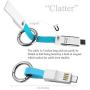 Keychain Charger Magnetic Portable Charging Cable 3 in 1 Multi Short Small Fast Charging Cord Compatible All Smartphones Smart Device (Blue)