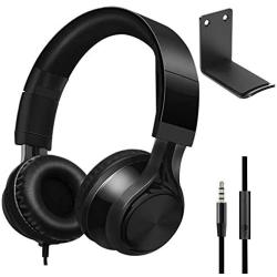 Over Ear Headphones with Aluminum Headphone Stand Hanger, SourceTon 3.5mm Gaming Headset Noise Isolating with Mic and Volume Control for TV, PC and Cell Phone