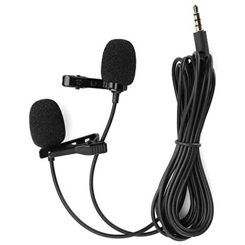 Mini Dual Microphone for Phone, Phone Mini Recording Karaoke Mobile Phone Small Microphone Tie-Clip Pocket Dual Miacrophone