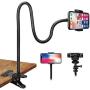 Webcam Stand and Phone Holder - Amada 25 inch Flexible Arm 360 Desk or Bed Gooseneck Mount Stand for Cell Phone 11 Pro XS Max XR X 8 7 6 Plus and Logitech C925e, C922x, C930e,C922,C930,C920,C615,Brio