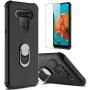 lovpec LG K51 Case with Soft TPU Screen Protector, Ring Holder Kickstand Shockproof Protective Phone Cover Case for LG K51/LG Q51/LG Reflect/LG LM-K500UM (Black)